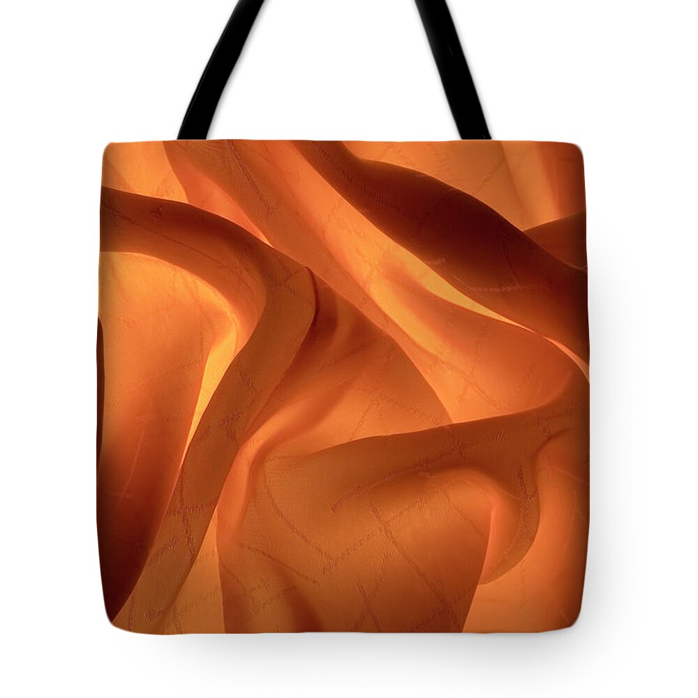 Shadow Tote Bag featuring the photograph Gold Fiery Silk Fabric 1 by Jcarroll-images