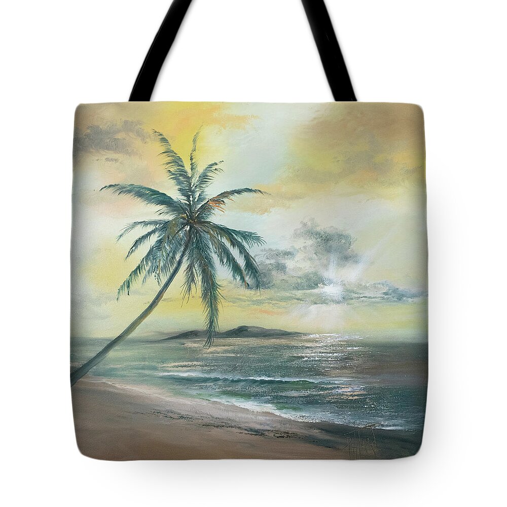 Sunset Tote Bag featuring the painting Golden Beach Sunset by Lynne Pittard