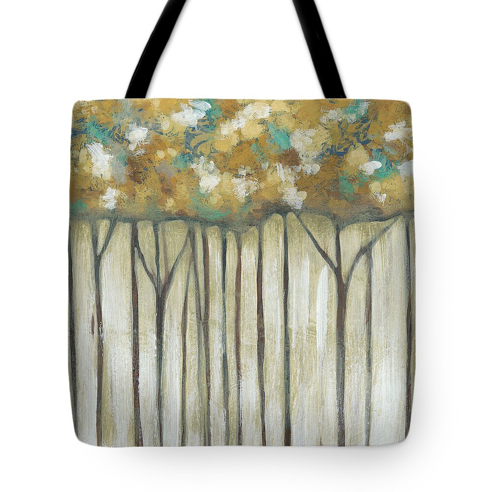 Landscapes & Seascapes+woodland & Trees Tote Bag featuring the painting Golden Canopy I by Chariklia Zarris