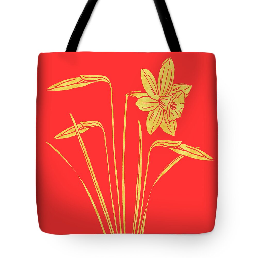 Daffodil Tote Bag featuring the painting Golden Daffodil by Masha Batkova