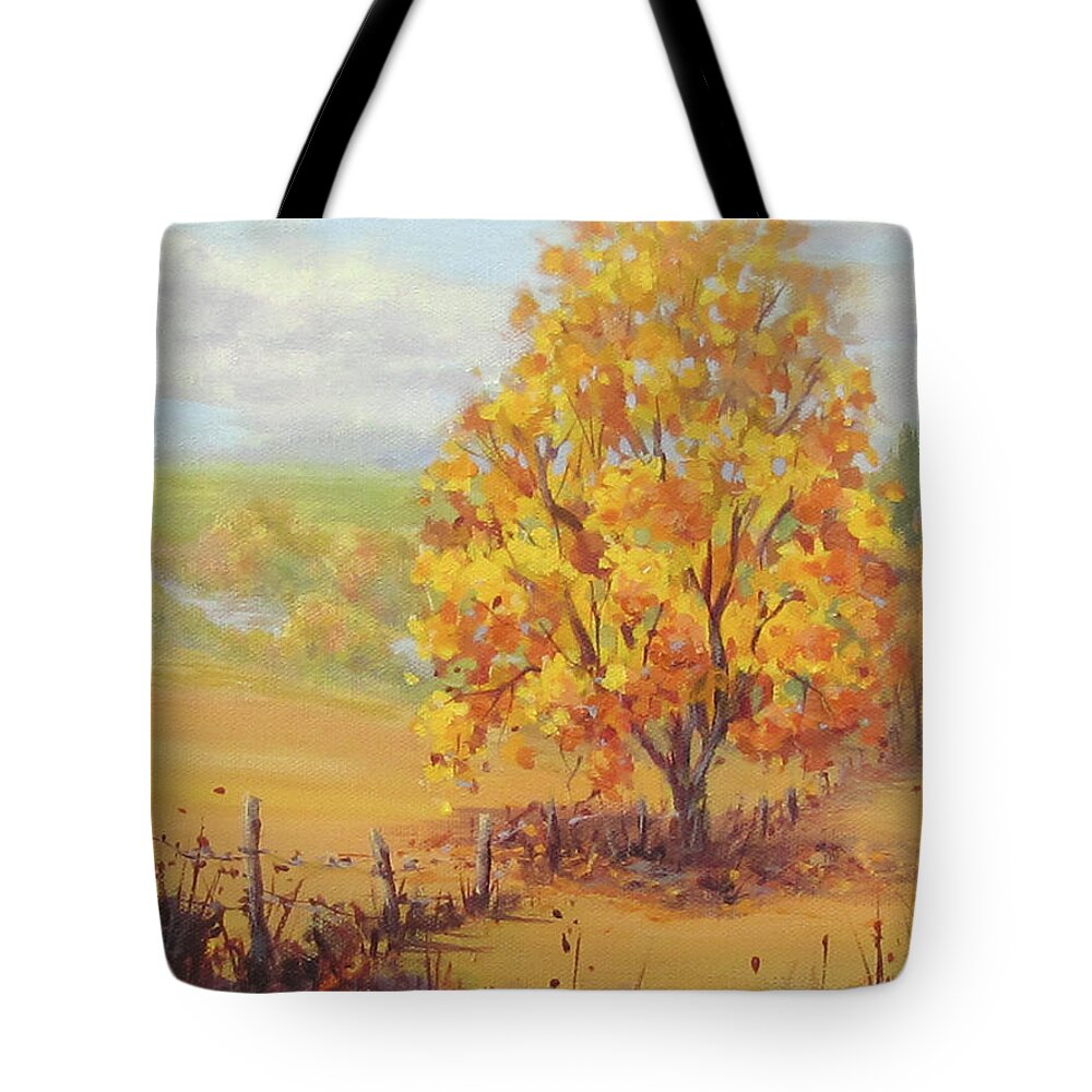 Fall Tote Bag featuring the painting Golden Fall by Karen Ilari