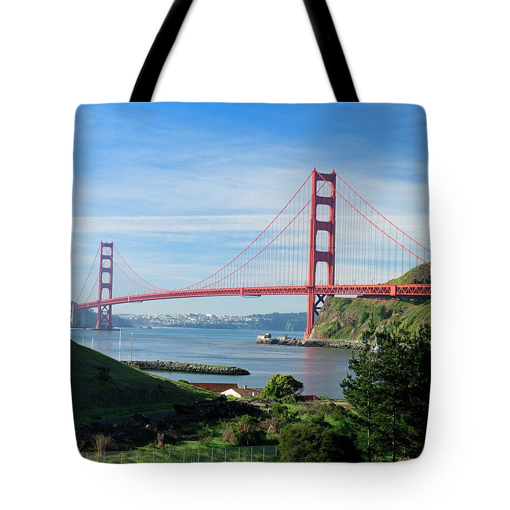 Grass Tote Bag featuring the photograph Golden Gate Across The San Francisco by David Rout
