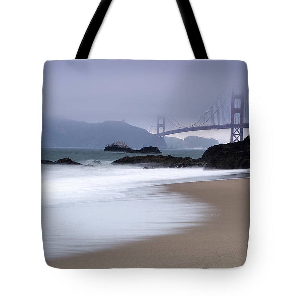Water's Edge Tote Bag featuring the photograph Golden Gate Bridge by Ericfoltz