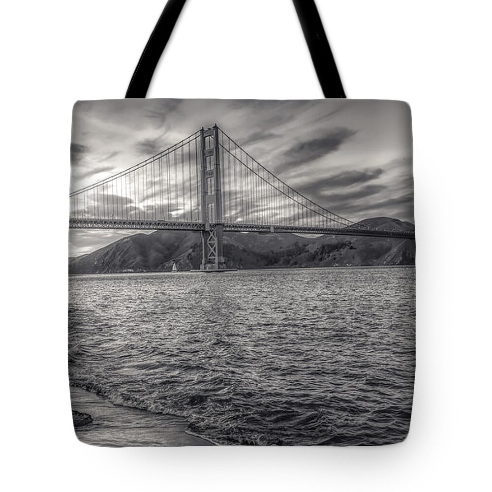 California Tote Bag featuring the photograph Golden Gate Bridge in Black and White by Stefano Senise