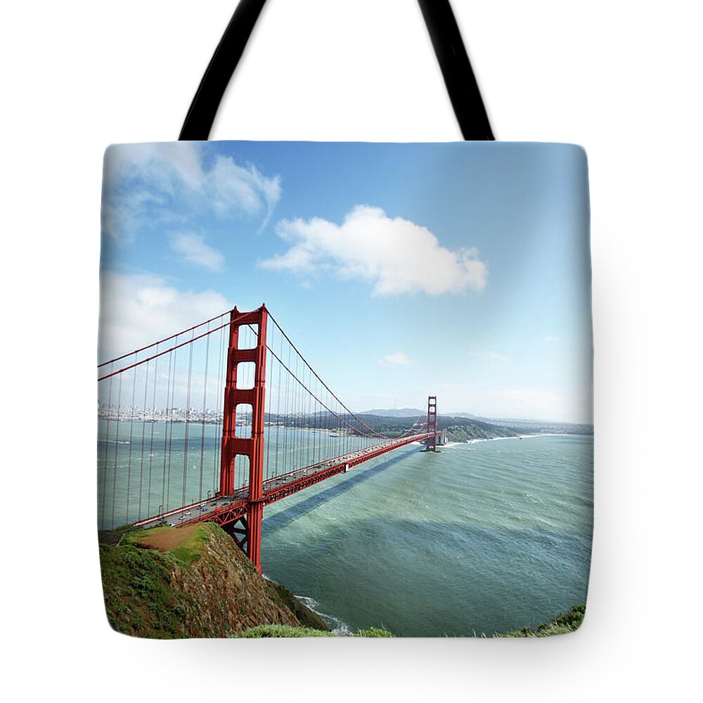 Shadow Tote Bag featuring the photograph Golden Gate Bridge Sky And Clouds by Kevinruss