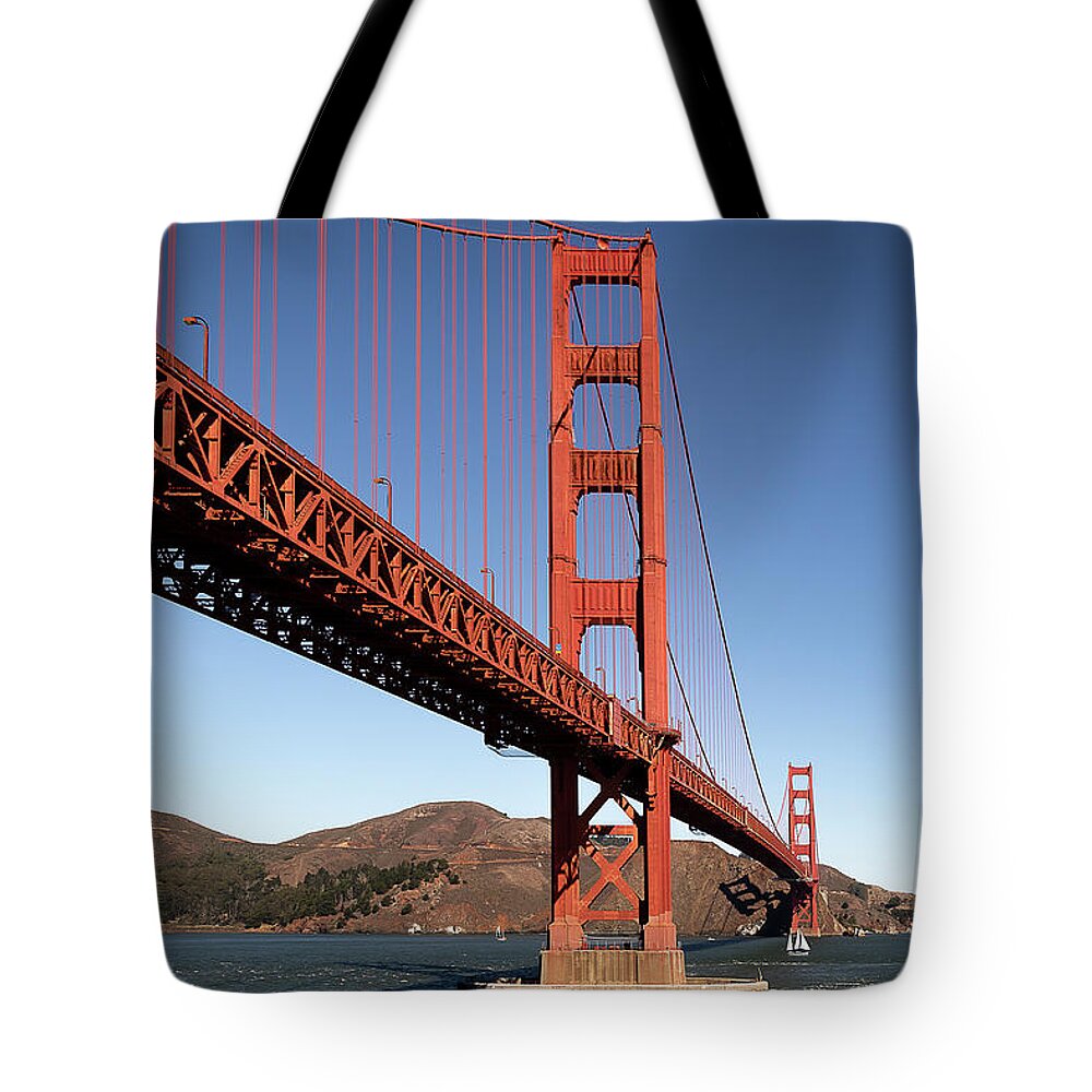 Water Tote Bag featuring the photograph Golden Gate Fort Point by Gary Geddes