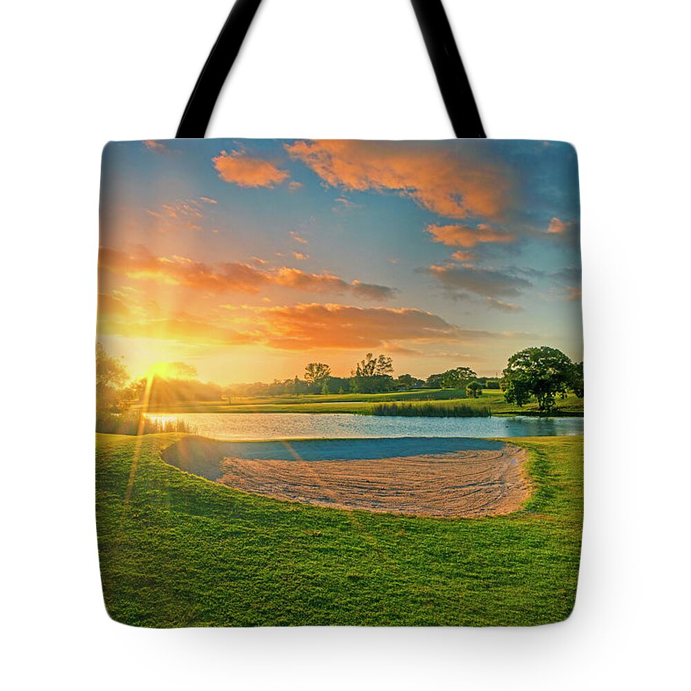 Estock Tote Bag featuring the digital art Golf Course In Boca Raton Florida by Laura Zeid