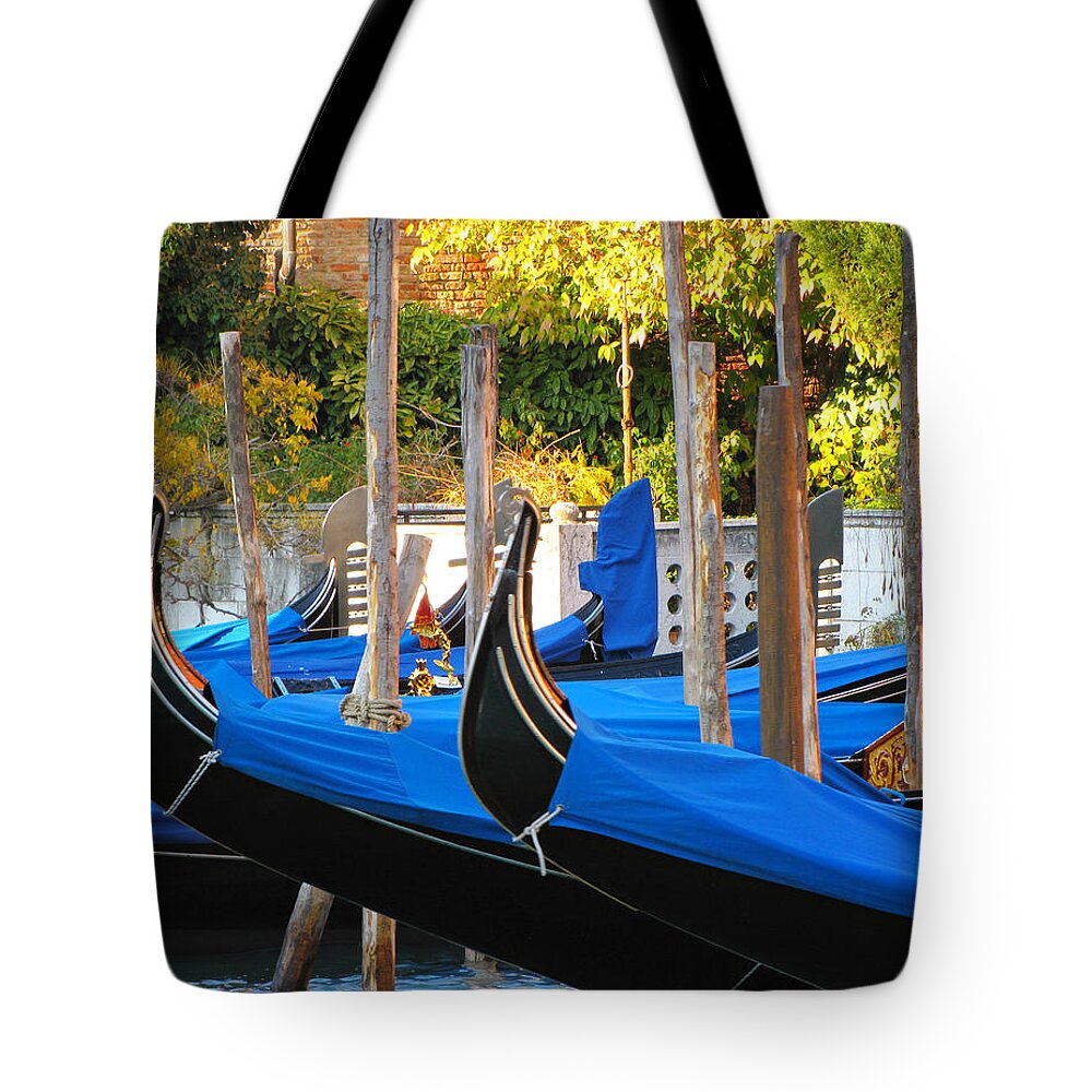 Pole Tote Bag featuring the photograph Gondolas At Rest by Sandra Leidholdt