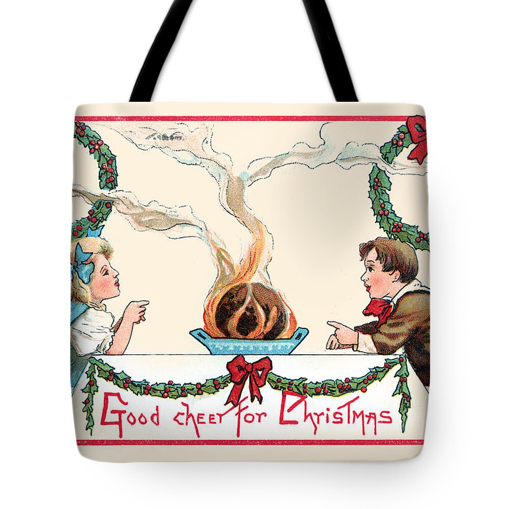 Christmas Tote Bag featuring the painting Good Cheer for Christmas by H.b.g.