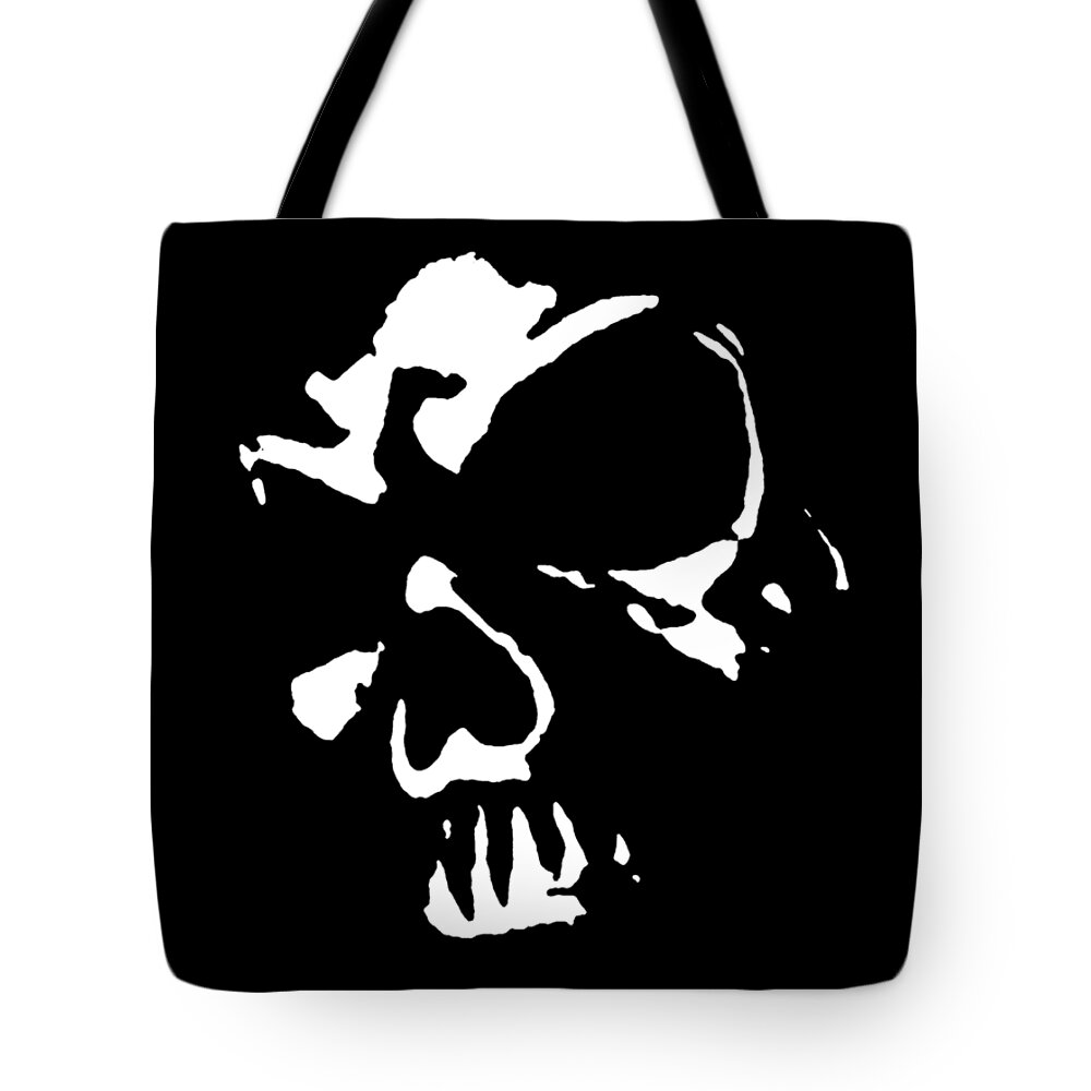 Skull Tote Bag featuring the digital art Goth Dark Skull Graphic by Roseanne Jones