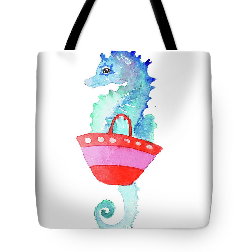 Grab Tote Bag featuring the painting Grab Your Beach Bag I by Lanie Loreth