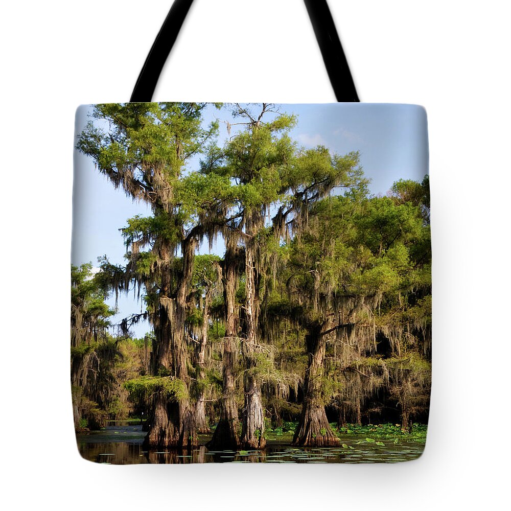 Spanish Moss Tote Bag featuring the photograph Grace of Caddo by Lana Trussell