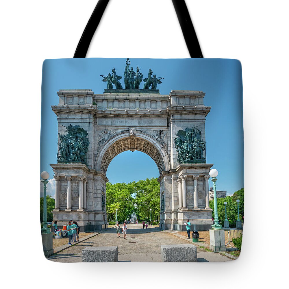 Estock Tote Bag featuring the digital art Grand Army Plaza In Brooklyn Ny by Laura Zeid