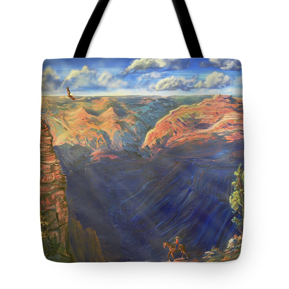 Arizona Tote Bag featuring the painting Grand Canyon and Mather Point by Chance Kafka