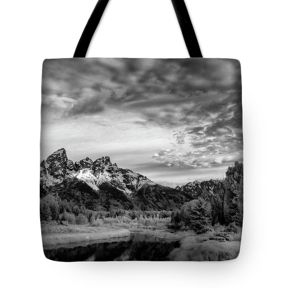 Tetons Tote Bag featuring the photograph Grand Teton Mountain II by Jon Glaser