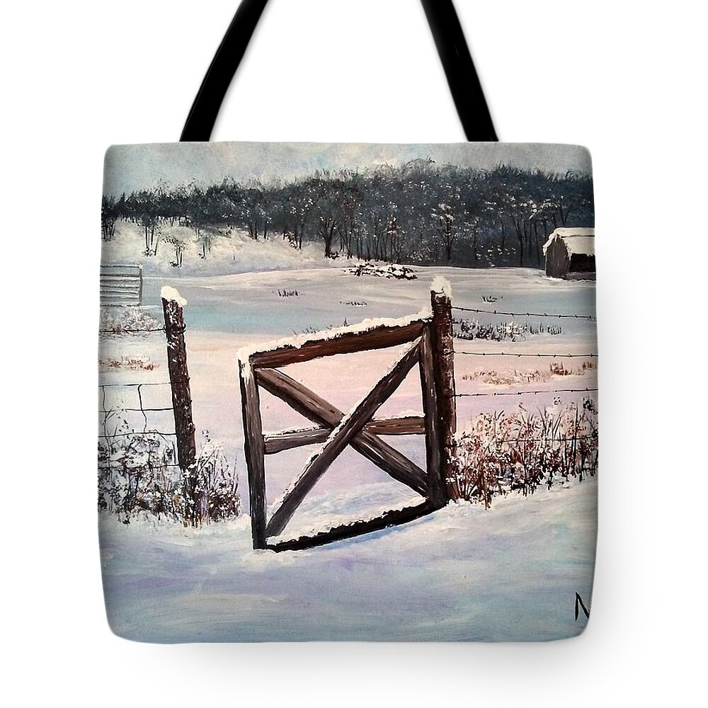 Farm Tote Bag featuring the painting Grandpa's Farm by Mindy Gibbs