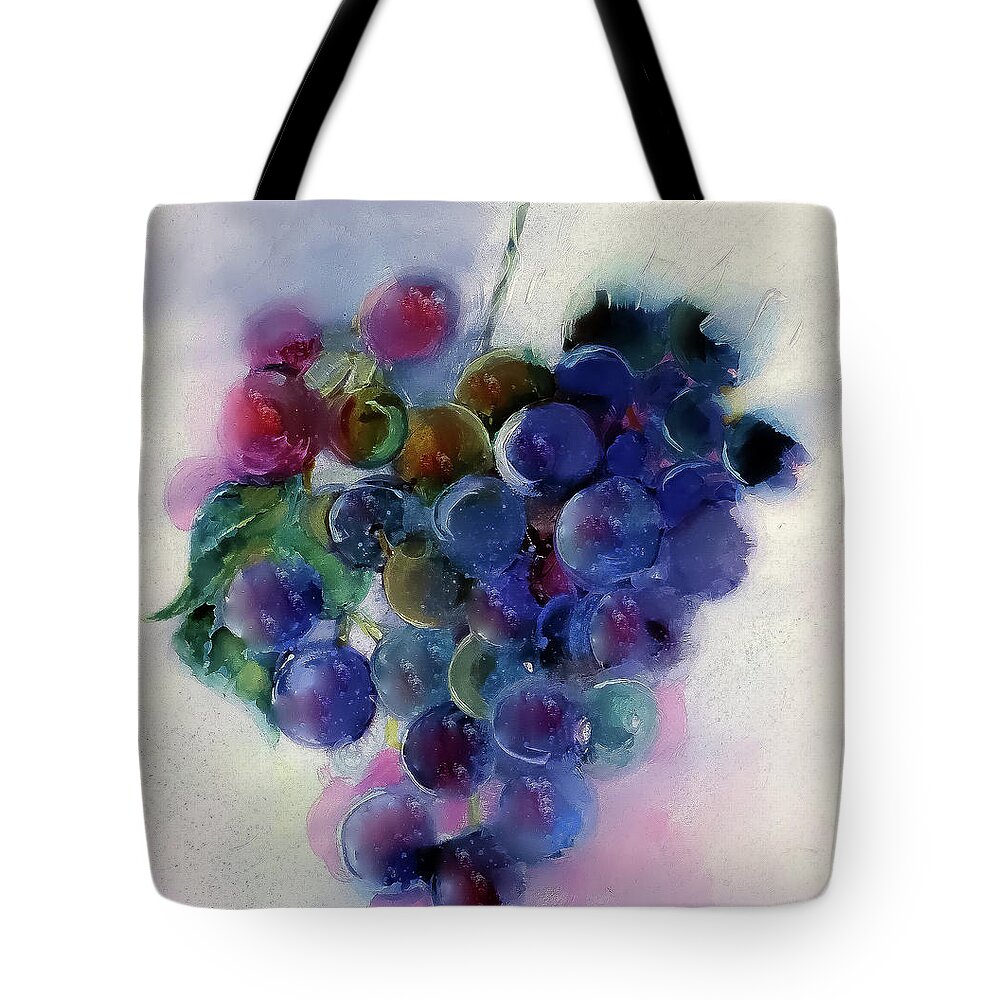Grapes Tote Bag featuring the painting Grape Harvest Watercolor Painting by Lisa Kaiser