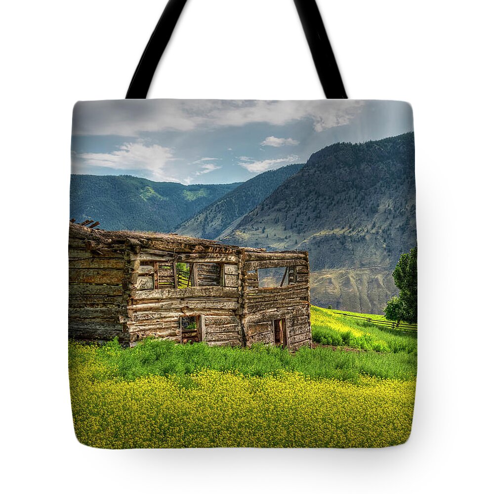 Fraser Canyon Tote Bag featuring the photograph Grasslands Cabin by Doug Matthews