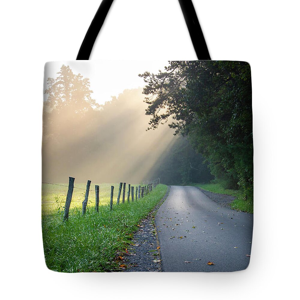 Outdoors Tote Bag featuring the photograph Great Smoky Mountains National Park TN Cades Cove Road To Heaven by Robert Stephens