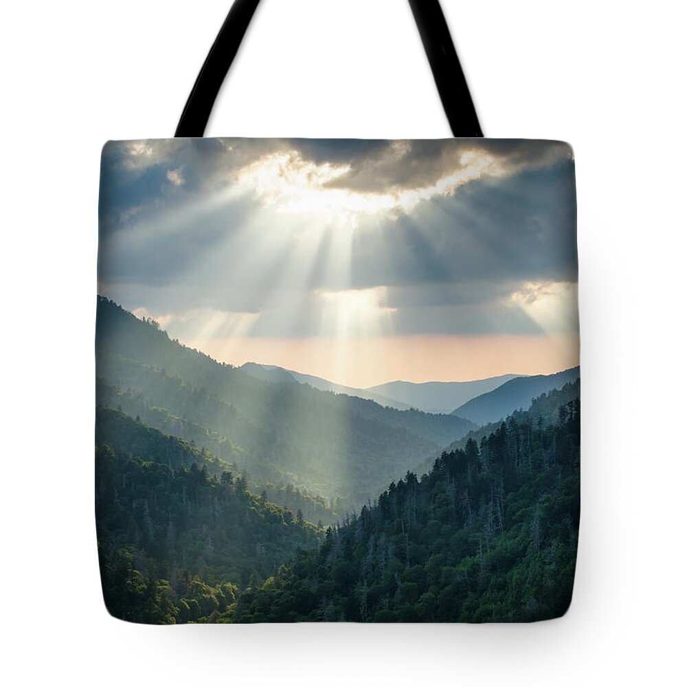 Landscape Tote Bag featuring the photograph Great Smoky Mountains TN Smoky Mountain Spotlight by Robert Stephens