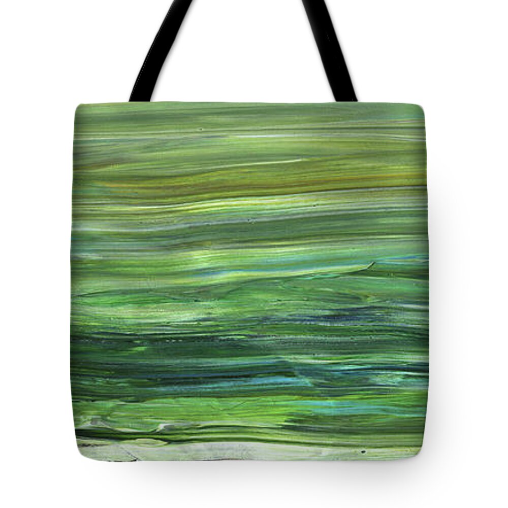 Abstract Tote Bag featuring the painting Green Abstract Meditative Brush Strokes II by Irina Sztukowski