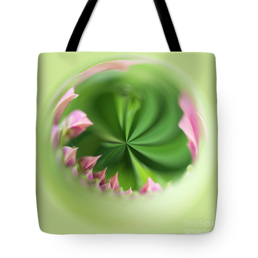 Orb Tote Bag featuring the photograph Green and pink orb image by Phillip Rubino