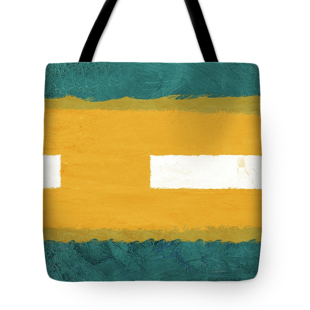 Abstract Tote Bag featuring the painting Green and Yellow Abstract Theme I by Naxart Studio