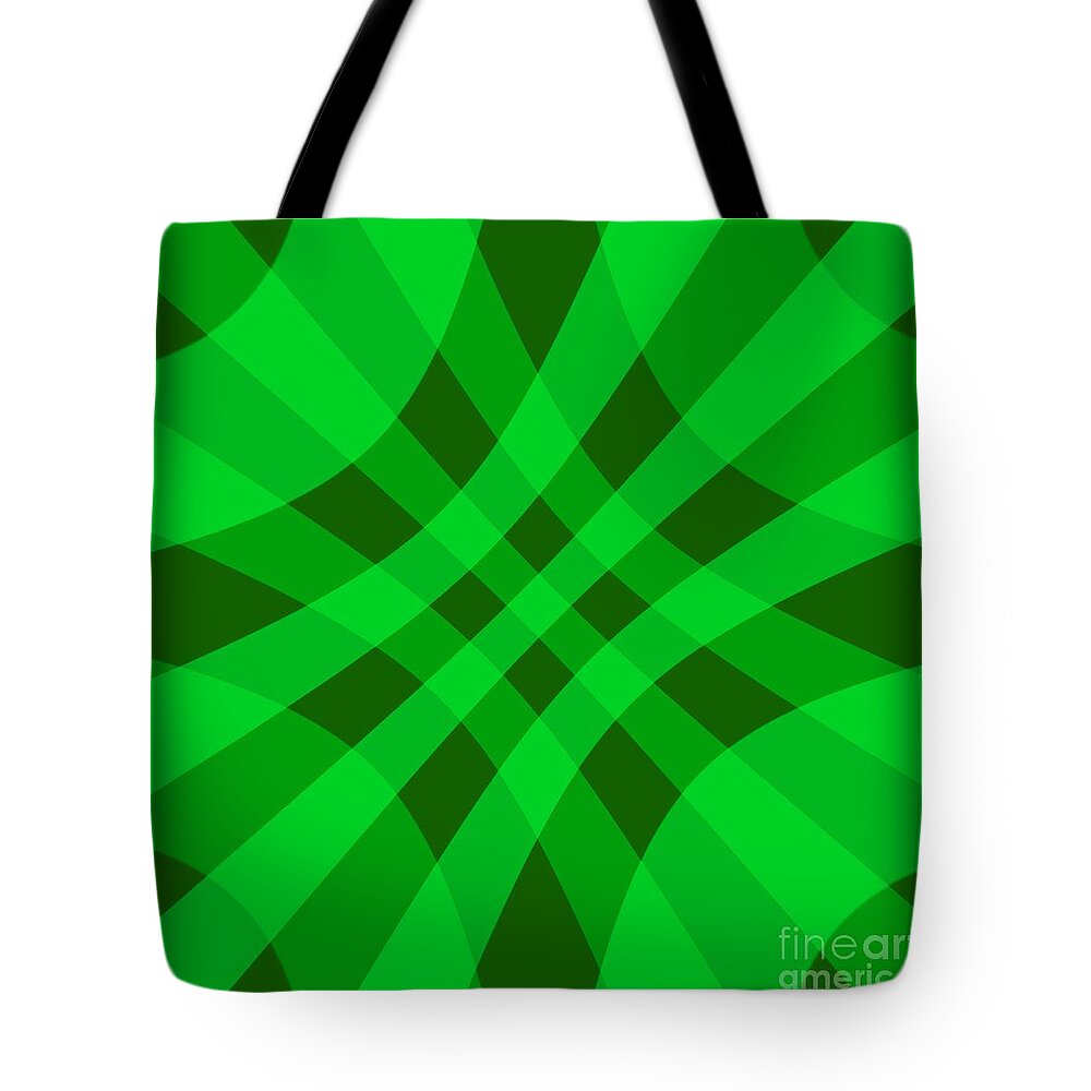 Green Tote Bag featuring the digital art Green Crosshatch by Delynn Addams for Home Decor by Delynn Addams