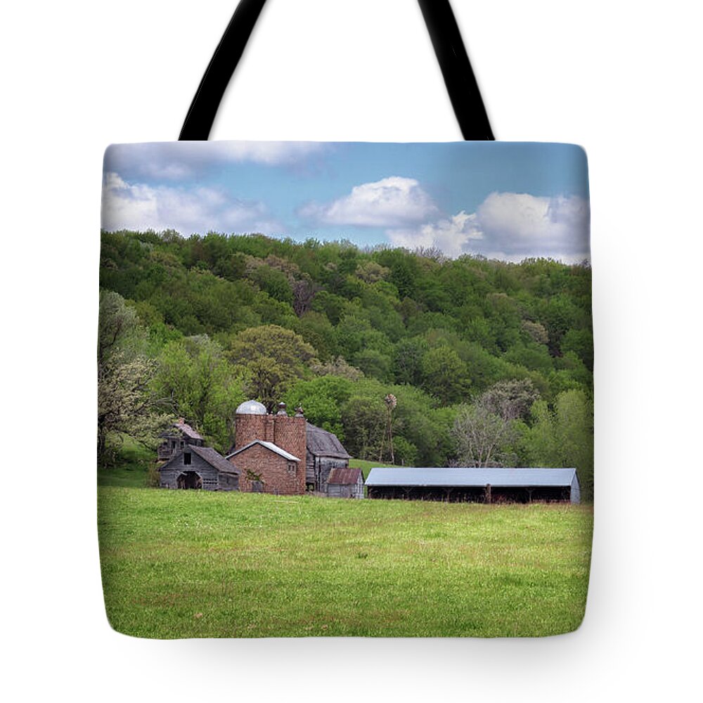 Barn Tote Bag featuring the photograph Green Pastures by Susan Rissi Tregoning