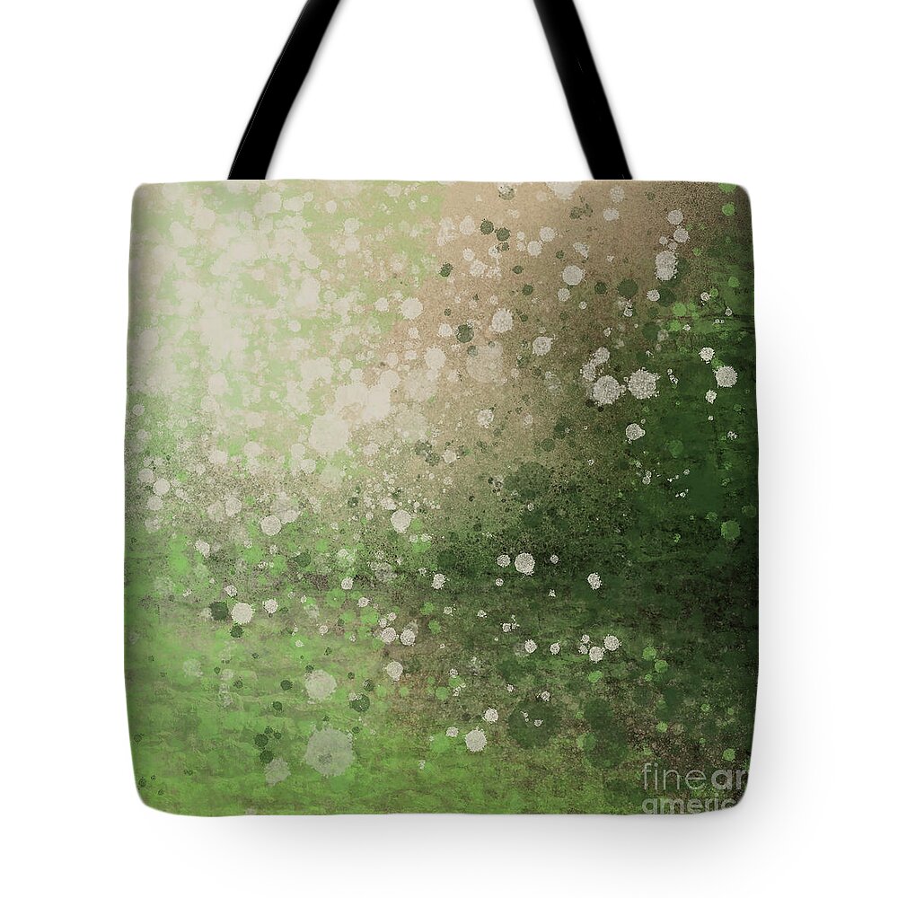 Green Tote Bag featuring the painting Green Splatter by Go Van Kampen