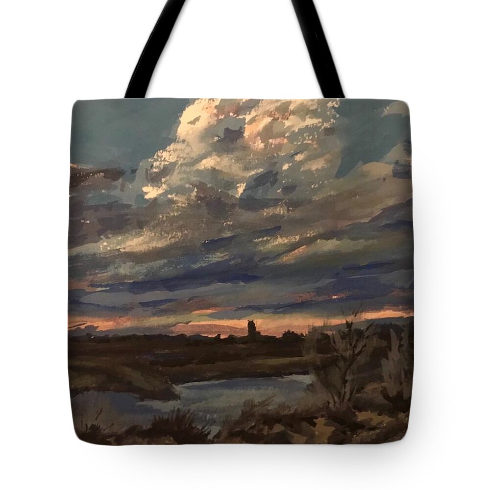 Clouds Tote Bag featuring the painting Greenbelt Cloud study by Les Herman