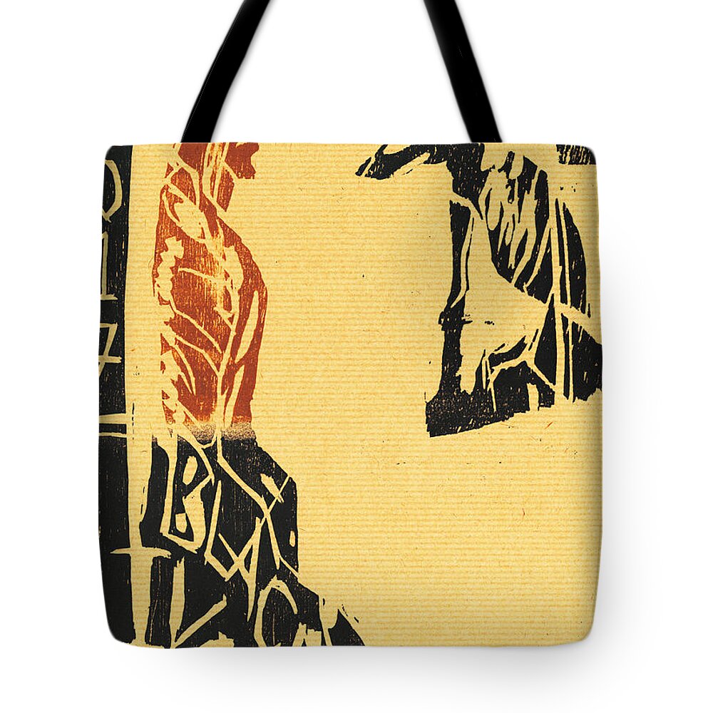 Greyhound Tote Bag featuring the relief Greyhound Black Ivory Woodcut 30 by Edgeworth Johnstone