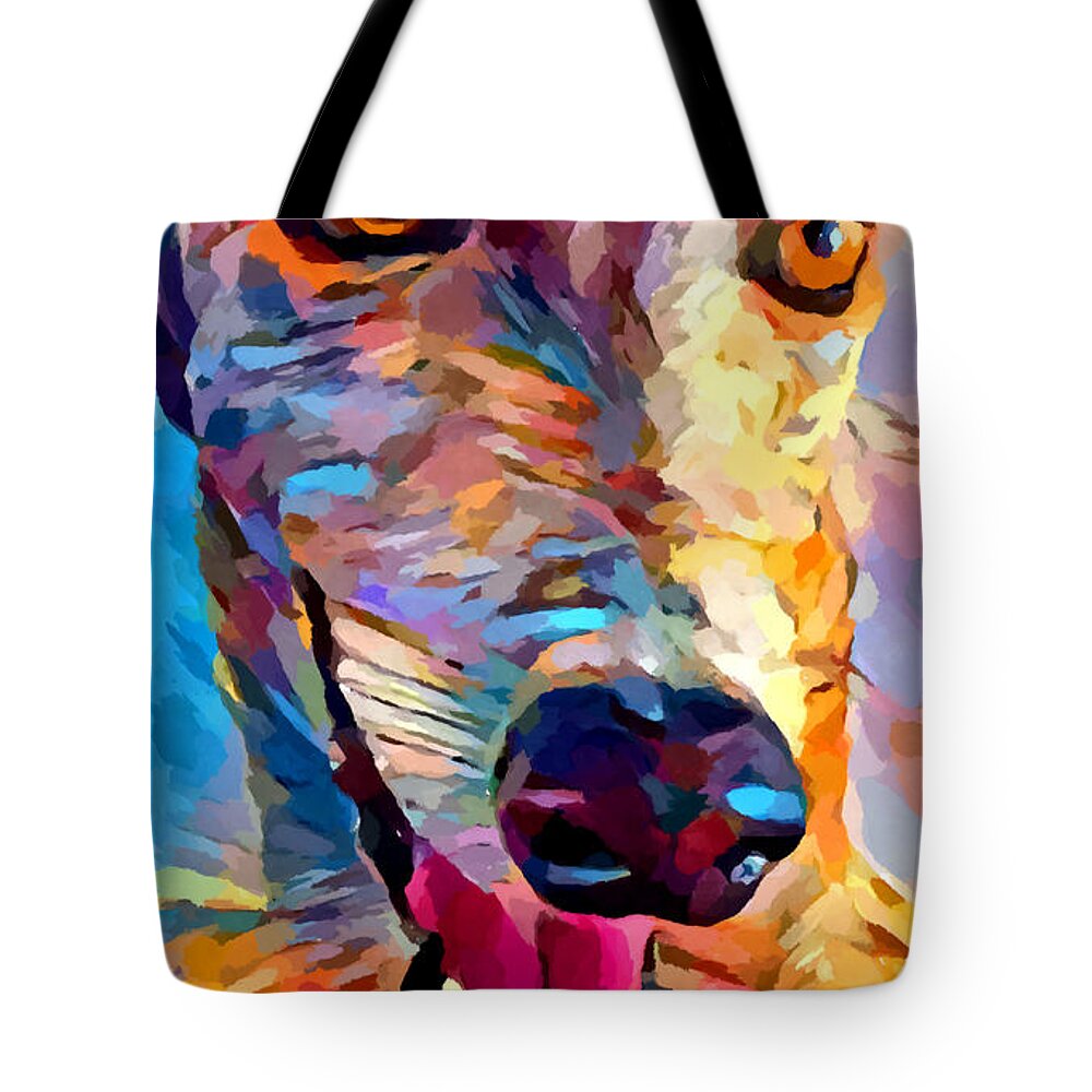 Dog Tote Bag featuring the painting Greyhound by Chris Butler