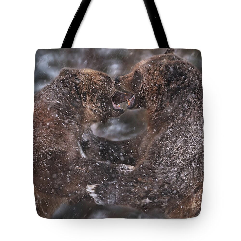 Animals Tote Bag featuring the photograph Grizzly Bears by Brian Cross