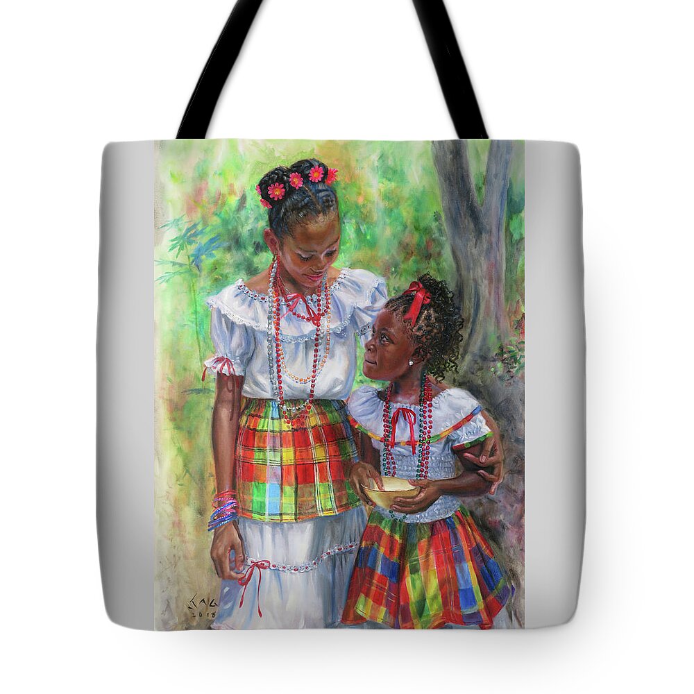 Caribbean Art Tote Bag featuring the painting Growing Up by Jonathan Gladding