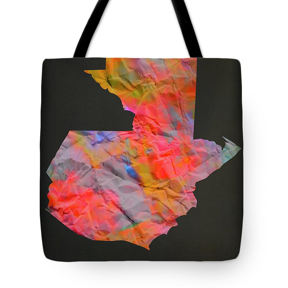 Guatemala Tote Bag featuring the mixed media Guatemala Tie Dye Country Map by Design Turnpike