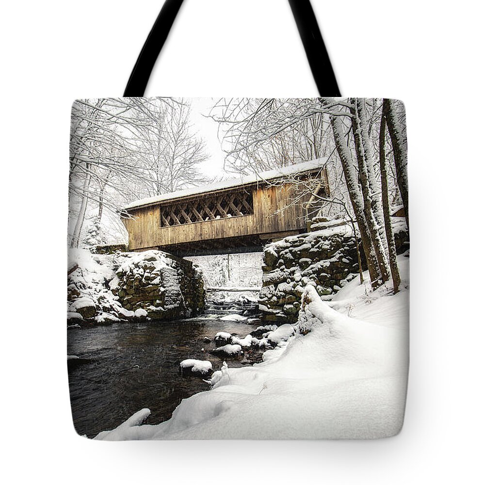 Gilford Tote Bag featuring the photograph Gunstock Brook and Tannery Hill Bridge by Robert Clifford