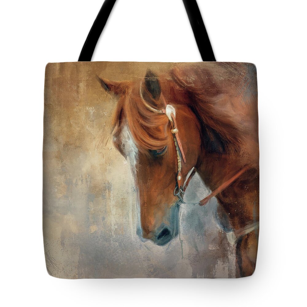 Colorful Tote Bag featuring the painting Hair In Her Eyes by Jai Johnson