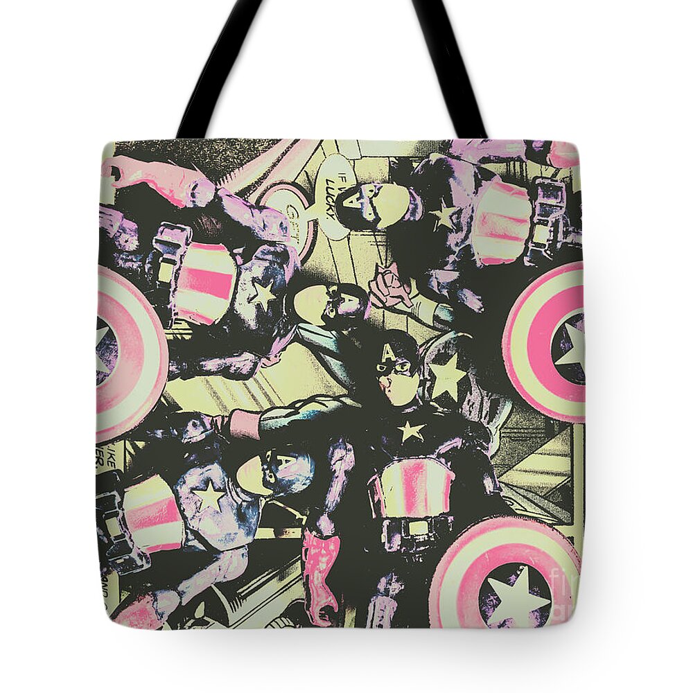 Superhero Tote Bag featuring the photograph Halftone superheroes by Jorgo Photography
