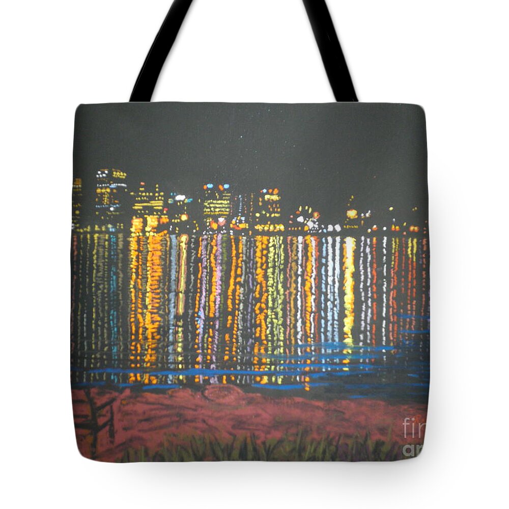 Pastels Tote Bag featuring the pastel Halifax at Night by Rae Smith PAC