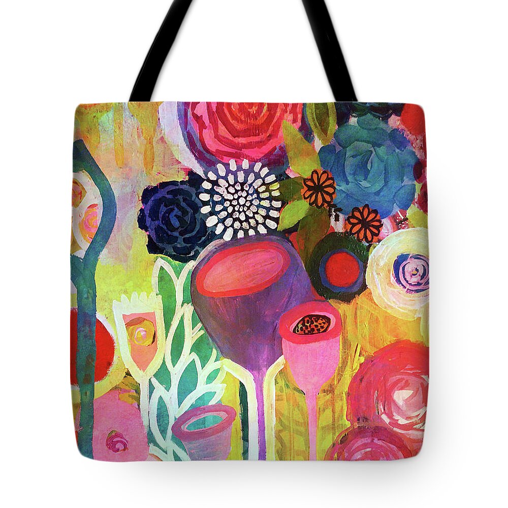 Floral Tote Bag featuring the painting Hallelujah by Robin Mead