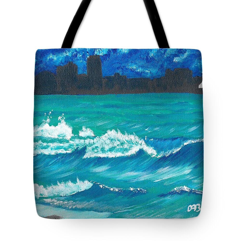 Wave Tote Bag featuring the painting Hamilton Beach by David Bigelow