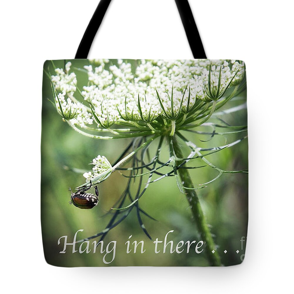 Flower Tote Bag featuring the photograph Hang In There by Sharon McConnell