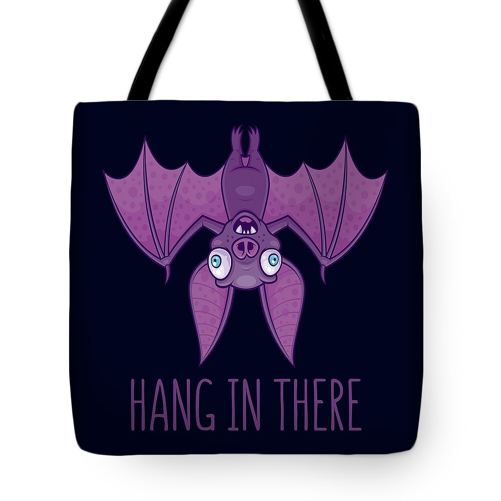 Animal Tote Bag featuring the digital art Hang In There Wacky Vampire Bat by John Schwegel