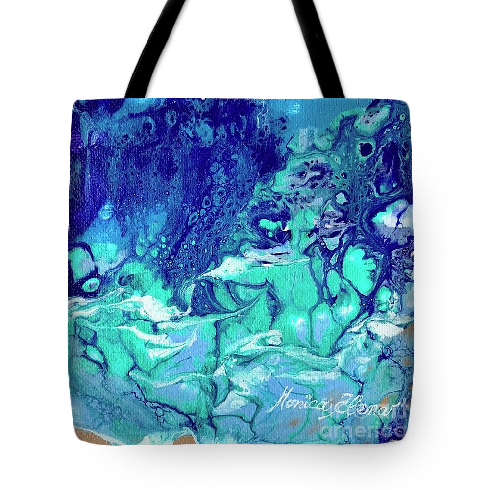 Ocean Tote Bag featuring the painting Happening by Monica Elena