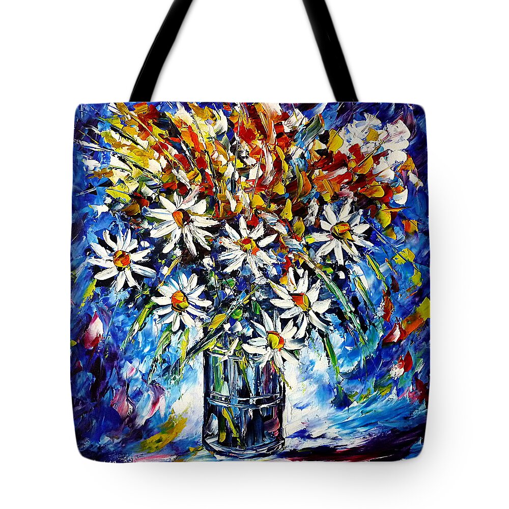 Wild Flower Painting Tote Bag featuring the painting Happiness Flowers by Mirek Kuzniar
