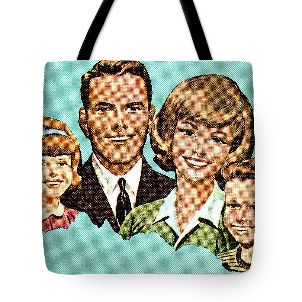 Adult Tote Bag featuring the drawing Happy Family Smiling by CSA Images