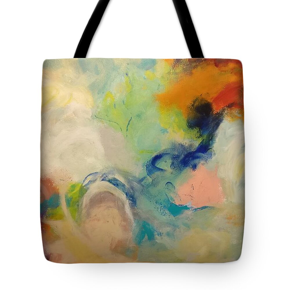 Shapes Tote Bag featuring the painting Happy Motions by Nicolas Bouteneff