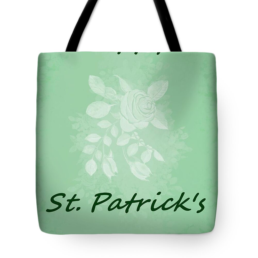 St. Patrick's Day Tote Bag featuring the digital art Happy St. Patrick's Day Holiday Card by Delynn Addams