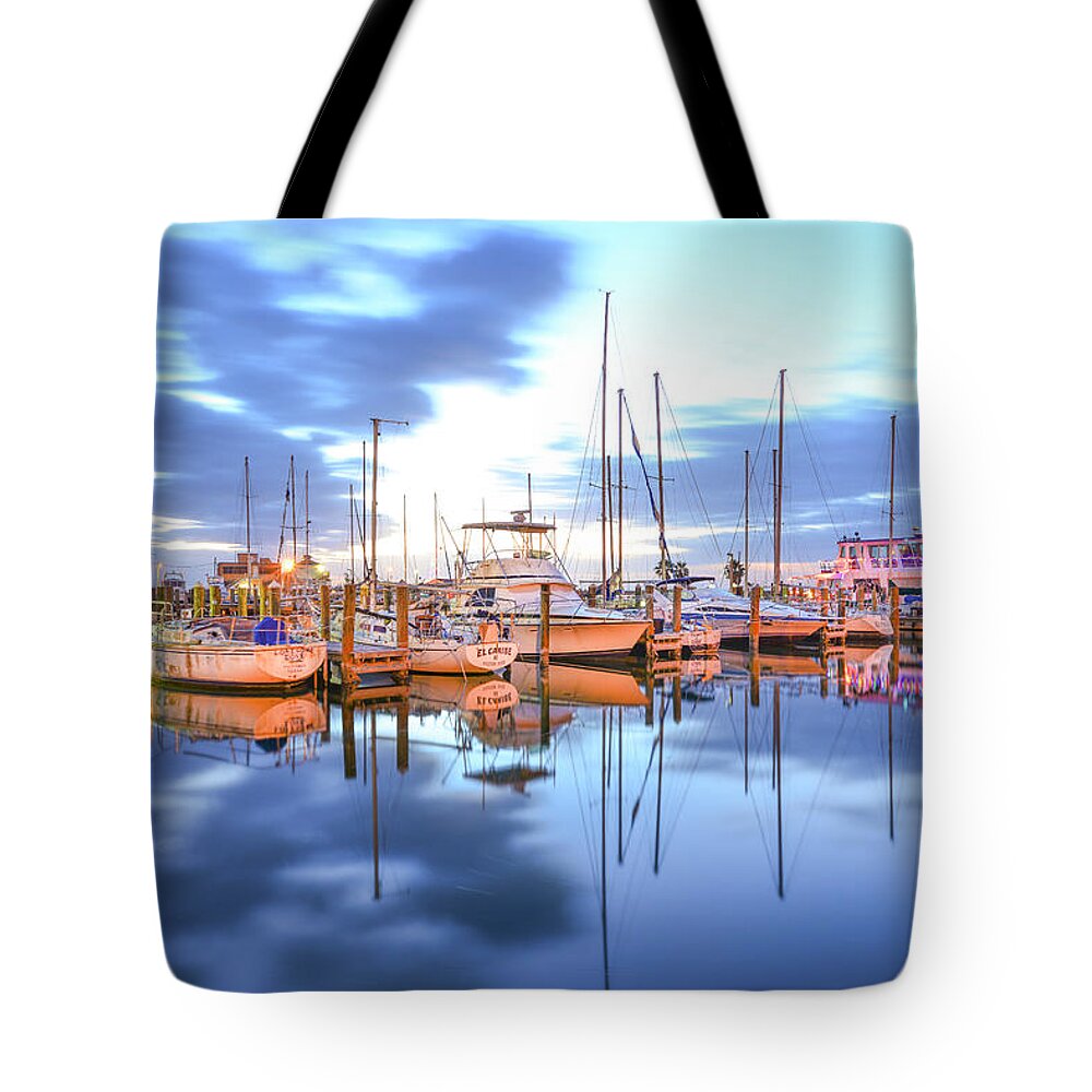 Boats Tote Bag featuring the photograph Harbor Blues by Christopher Rice